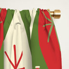 Retro Christmas Ornaments Pattern Green Red Cream Window Curtain Gallery Image 2