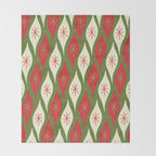 Retro Christmas Ornaments Pattern Green Red Cream Throw Blanket Gallery Image 2