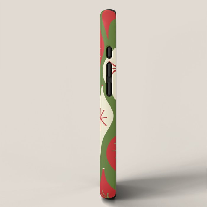 Retro Christmas Ornaments Pattern Green Red Cream iPhone Case Gallery Image 2