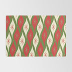 Retro Christmas Ornaments Pattern Green Red Cream Rug Gallery Image 2