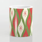 Retro Christmas Ornaments Pattern Green Red Cream Coffee Mug Gallery Image 4