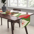 Retro Christmas Ornaments Pattern Green Red Cream Table Runner Gallery Image 2
