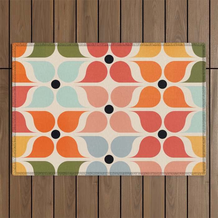 Old times geometry pattern Outdoor Rug Gallery Image 1