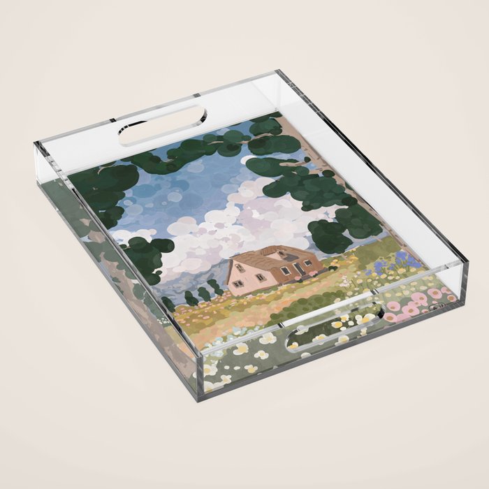 Countryside Cottage in Bloom Acrylic Tray Gallery Image 1