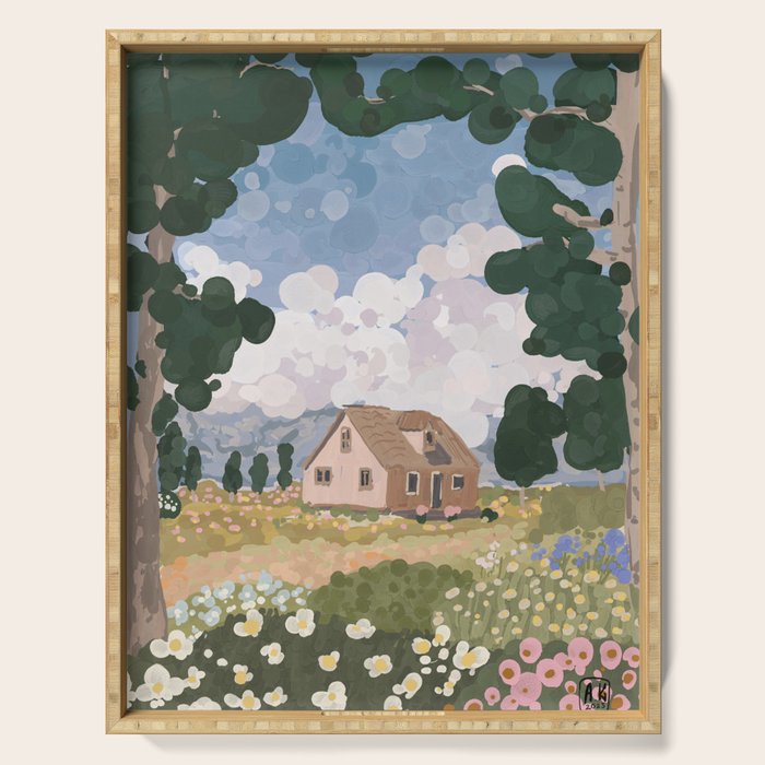 Countryside Cottage in Bloom Serving Tray Gallery Image 1
