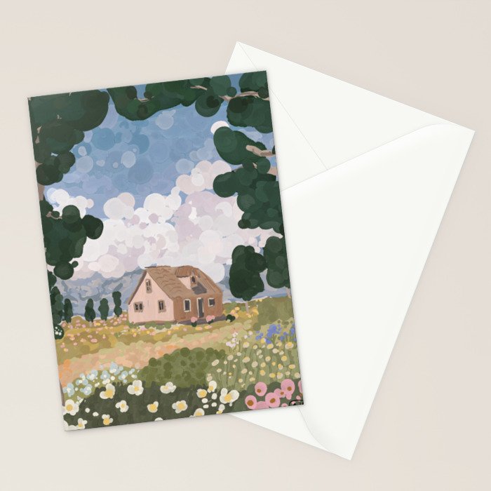Countryside Cottage in Bloom Stationery Card Gallery Image 2