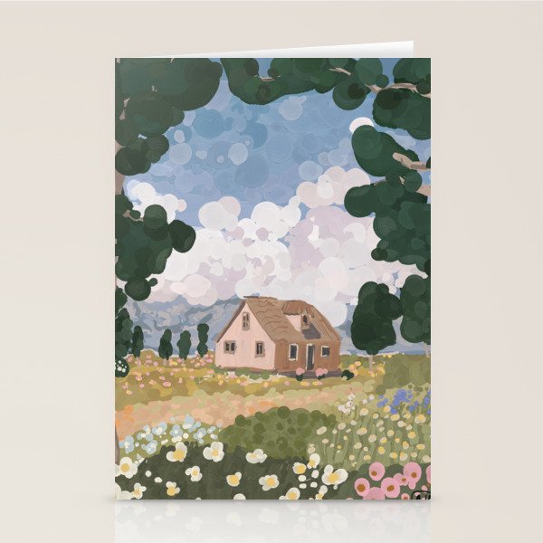Countryside Cottage in Bloom Stationery Card Gallery Image 2