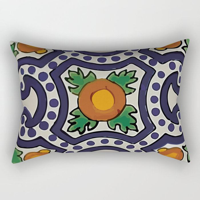 Oranges talavera tile abstract pattern modern decoration Rectangular Pillow Gallery Image 1