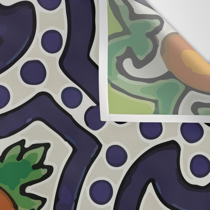 Oranges talavera tile abstract pattern modern decoration Wall Tapestry Gallery Image 3