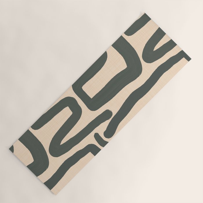 Abstract Retro Maze - Mid Century Modern Lines Green  Yoga Mat