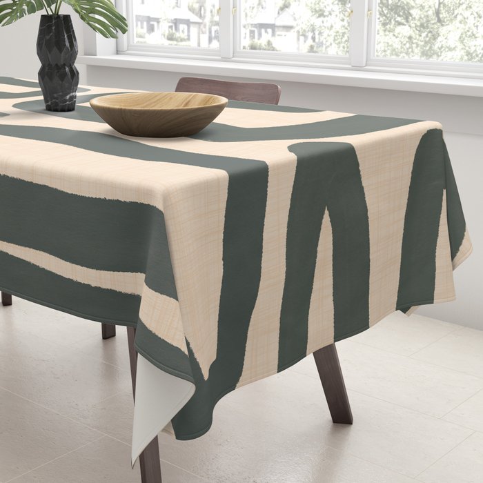 Abstract Retro Maze - Mid Century Modern Lines Green  Tablecloth Gallery Image 3