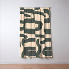 Abstract Retro Maze - Mid Century Modern Lines Green  Window Curtain Gallery Image 3