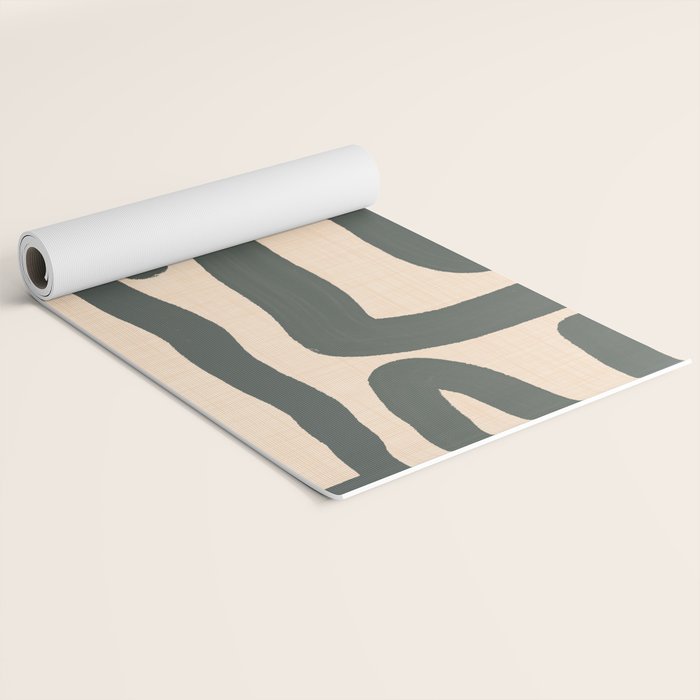 Abstract Retro Maze - Mid Century Modern Lines Green  Yoga Mat Gallery Image 2