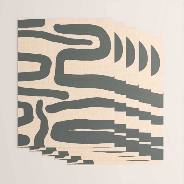 Abstract Retro Maze - Mid Century Modern Lines Green  Wrapping Paper Gallery Image 3