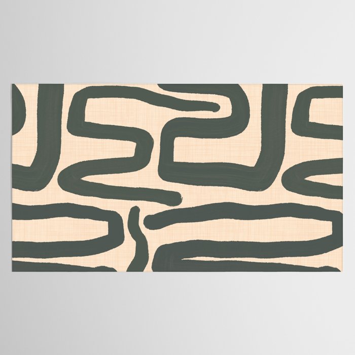Abstract Retro Maze - Mid Century Modern Lines Green  Tablecloth Gallery Image 2