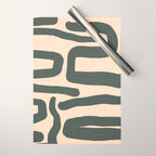 Abstract Retro Maze - Mid Century Modern Lines Green  Wrapping Paper Gallery Image 1