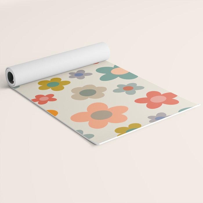 Flower Power Floral | Retro 60s 70s Yoga Mat Gallery Image 2