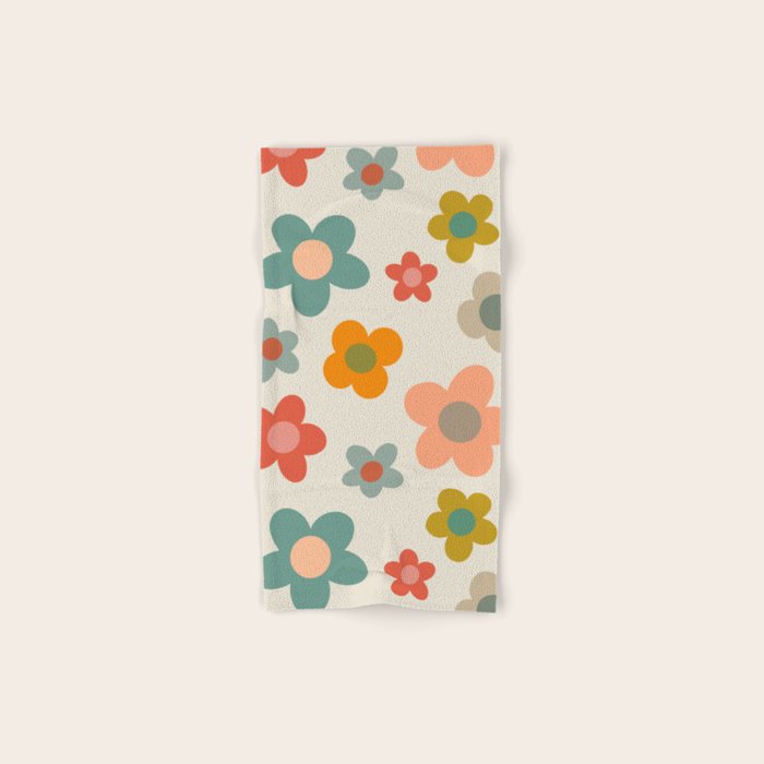 Flower Power Floral | Retro 60s 70s Bath Towel Gallery Image 1