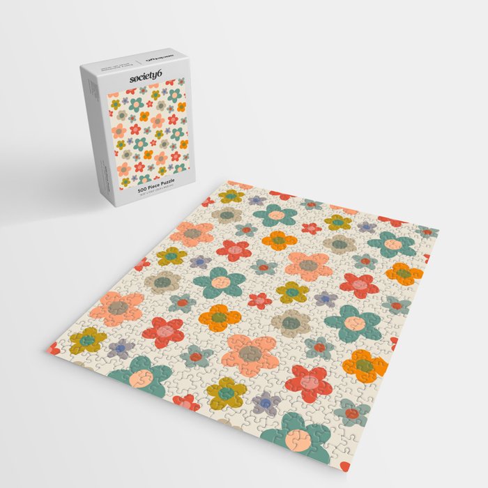 Flower Power Floral | Retro 60s 70s Jigsaw Puzzle Gallery Image 2