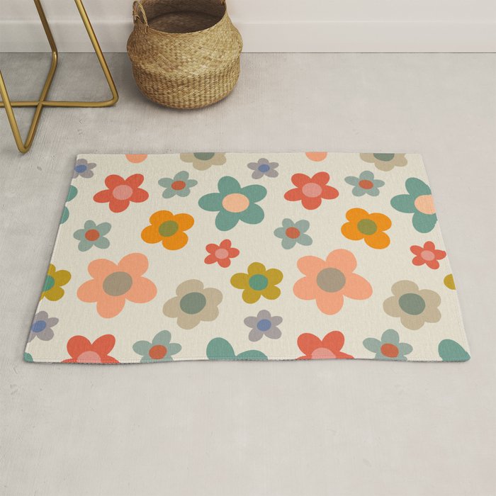 Flower Power Floral | Retro 60s 70s Rug Gallery Image 1