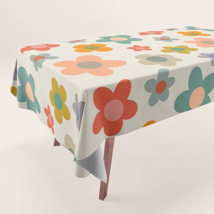 Flower Power Floral | Retro 60s 70s Tablecloth Gallery Image 1