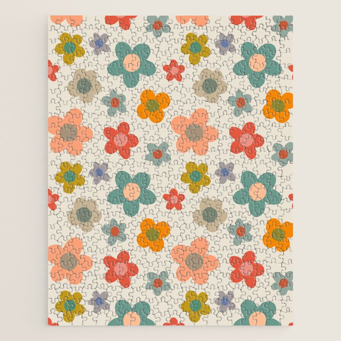 Flower Power Floral | Retro 60s 70s Jigsaw Puzzle Gallery Image 1