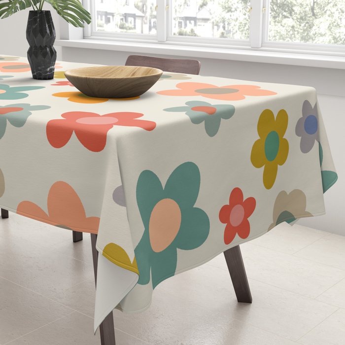 Flower Power Floral | Retro 60s 70s Tablecloth Gallery Image 3