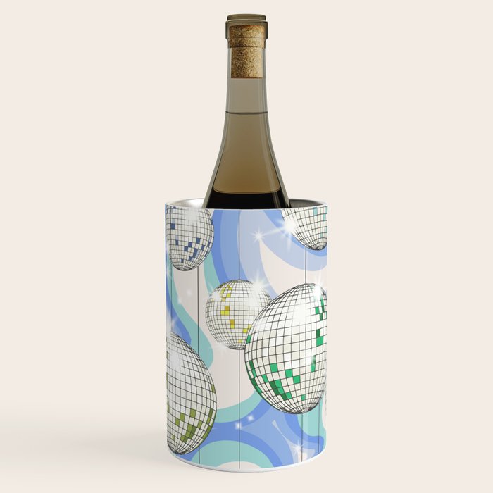 Groovy Party disco ball blue Wine Chiller Gallery Image 1