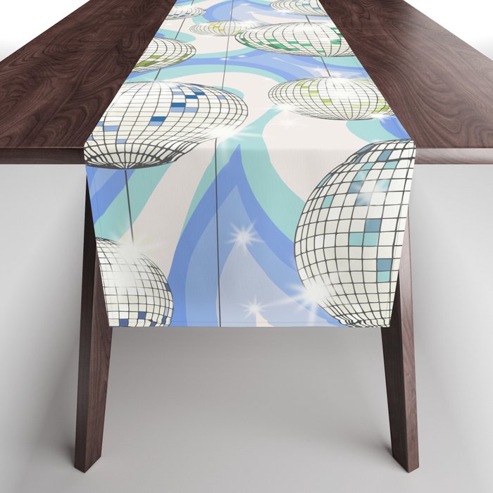 Groovy Party disco ball blue Table Runner Gallery Image 1