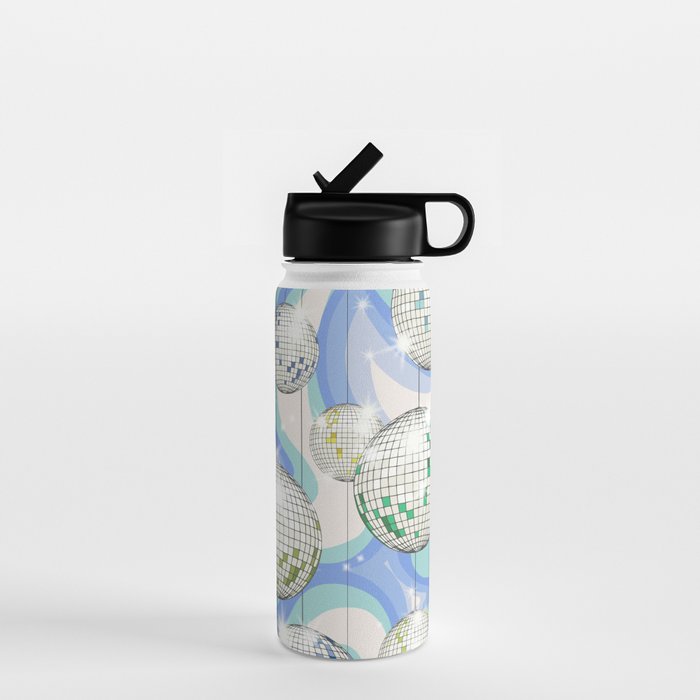 Groovy Party disco ball blue Water Bottle Gallery Image 1