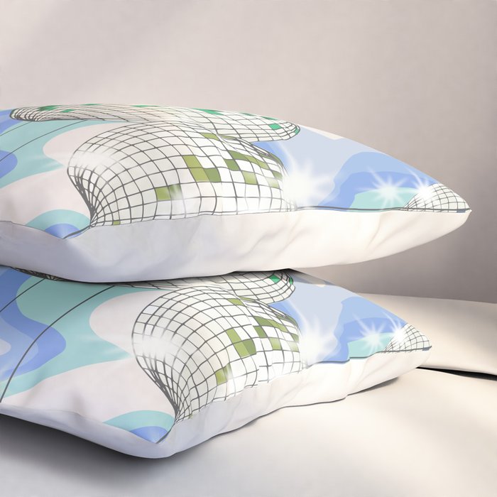 Groovy Party disco ball blue Pillow Sham Gallery Image 3