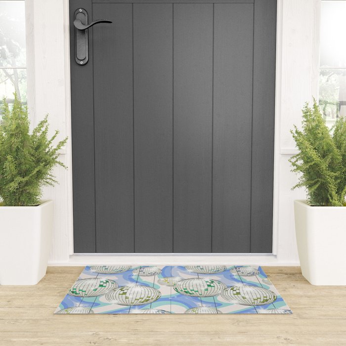 Groovy Party disco ball blue Welcome Mat Gallery Image 3