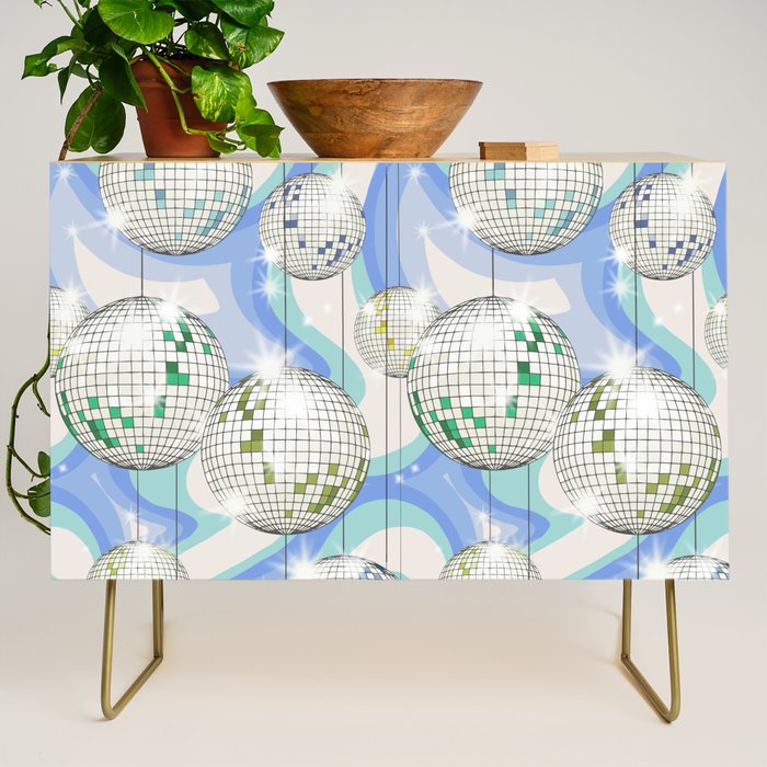 Groovy Party disco ball blue Credenza Gallery Image 1