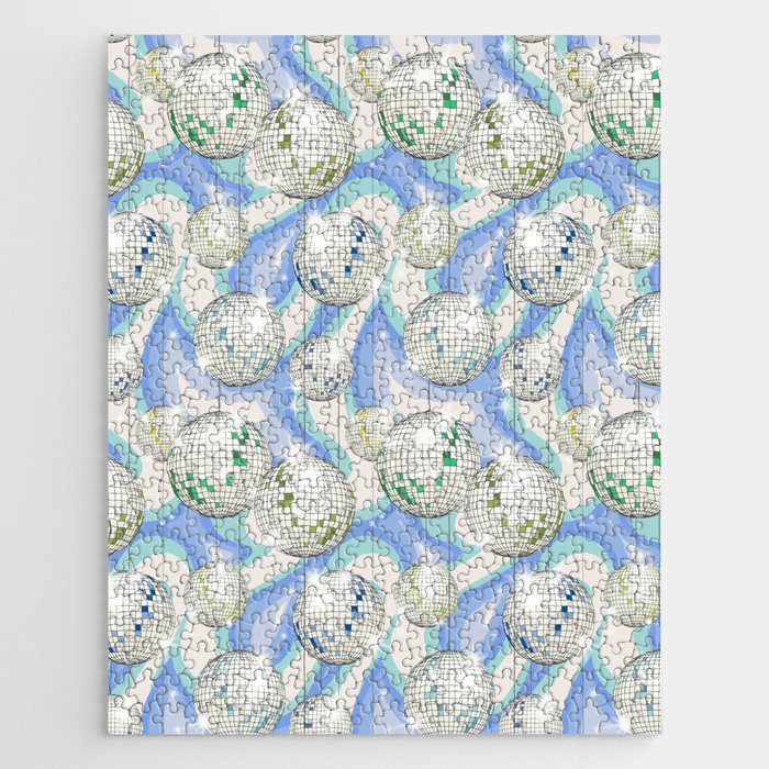 Groovy Party disco ball blue Jigsaw Puzzle Gallery Image 1