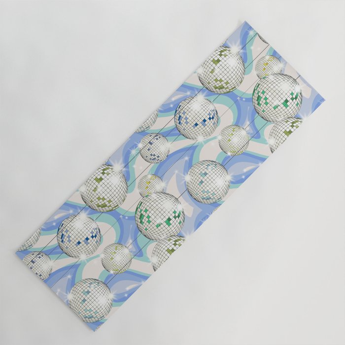 Groovy Party disco ball blue Yoga Mat Gallery Image 1