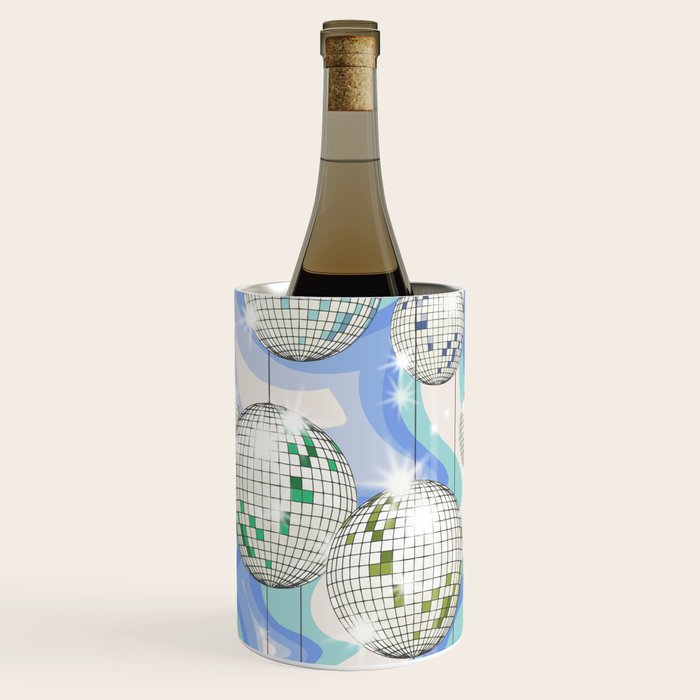 Groovy Party disco ball blue Wine Chiller Gallery Image 2
