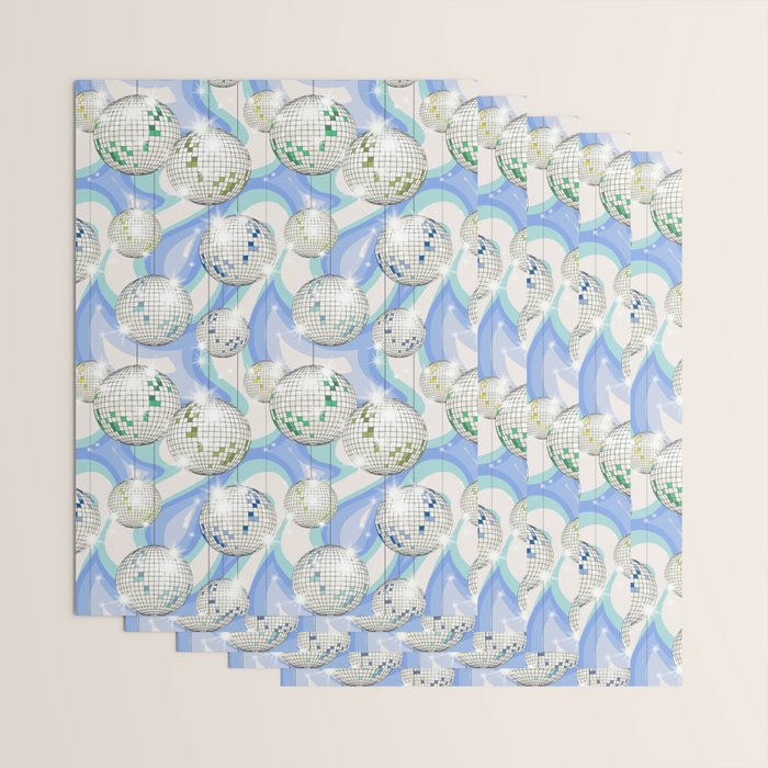 Groovy Party disco ball blue Wrapping Paper Gallery Image 3