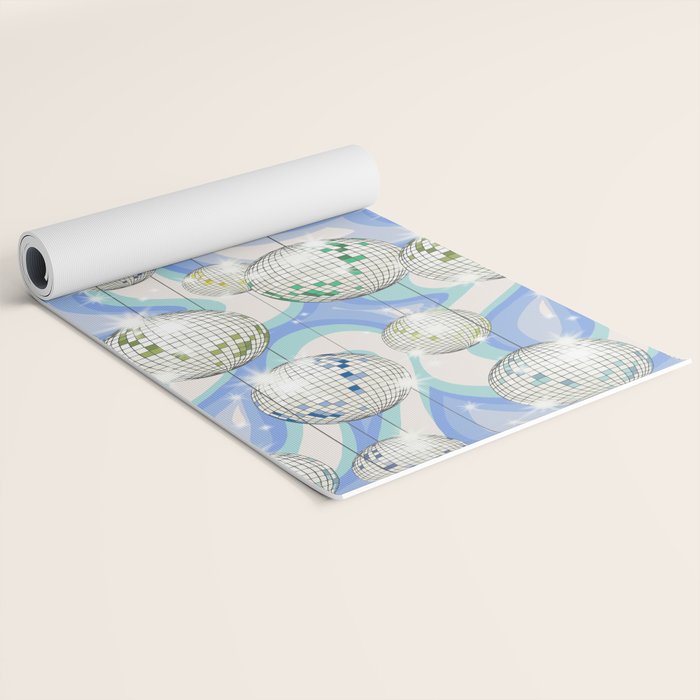 Groovy Party disco ball blue Yoga Mat Gallery Image 2