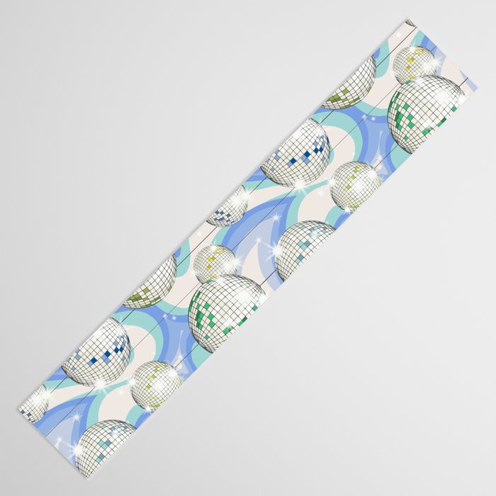 Groovy Party disco ball blue Table Runner Gallery Image 3