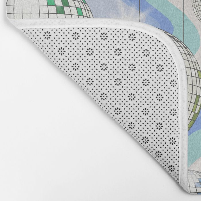 Groovy Party disco ball blue Bath Mat Gallery Image 2
