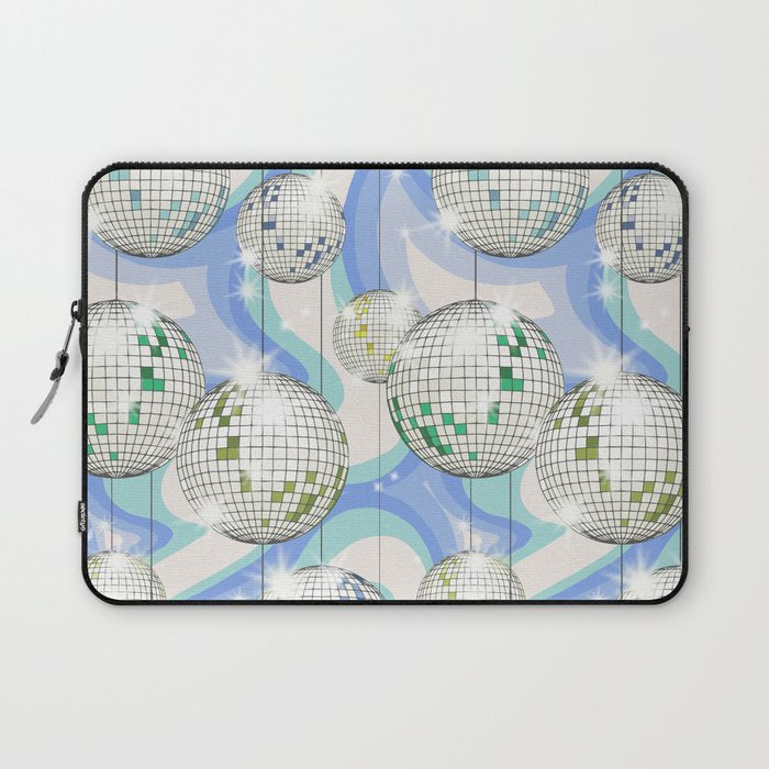 Groovy Party disco ball blue Laptop Sleeve Gallery Image 1