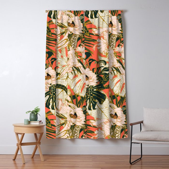 Flowering tropical coral bloom Window Curtain Gallery Image 5