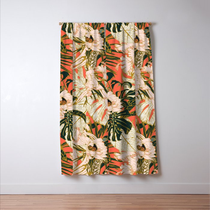 Flowering tropical coral bloom Window Curtain Gallery Image 3