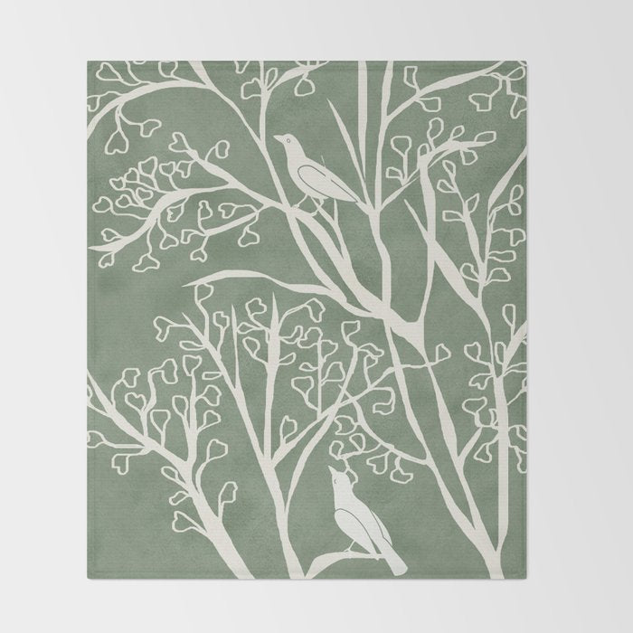 Birds on Branches 02 Throw Blanket Gallery Image 2