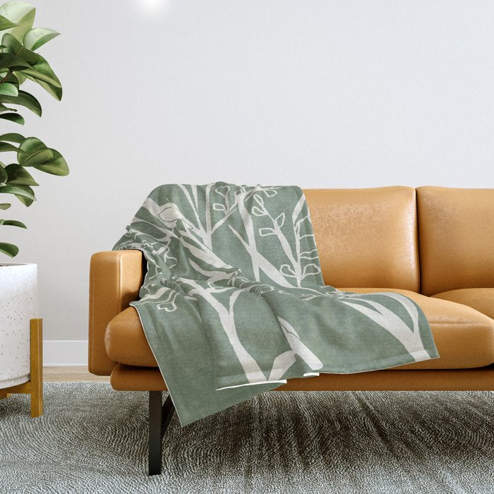 Birds on Branches 02 Throw Blanket Gallery Image 1