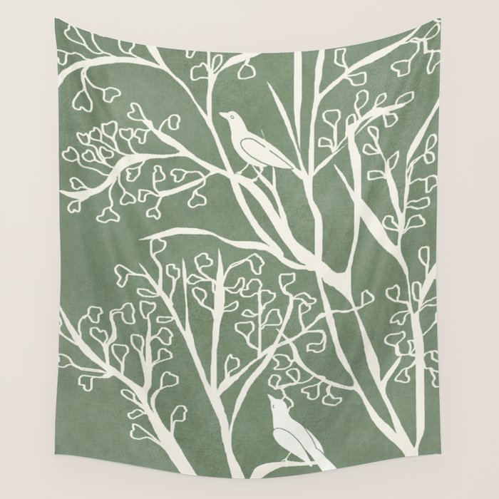 Birds on Branches 02 Wall Tapestry Gallery Image 1