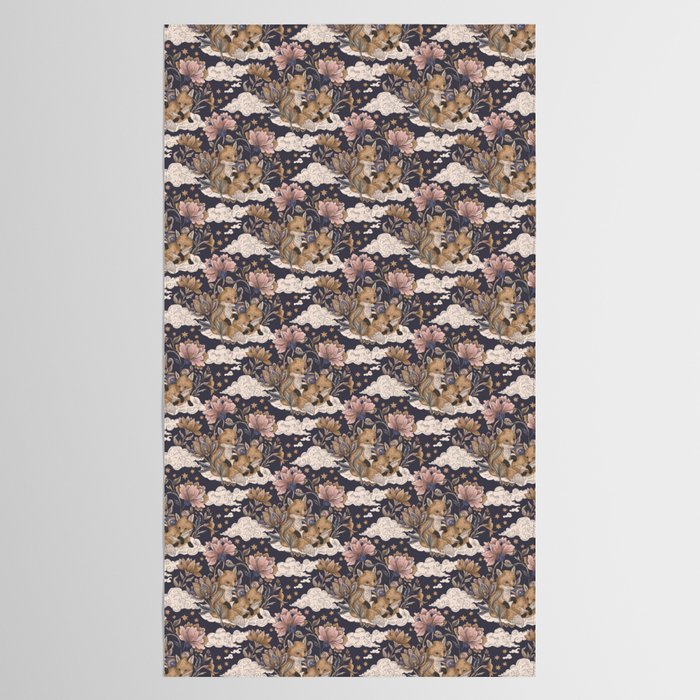 Fox Cubs in Moonlit Garden Tablecloth Gallery Image 2