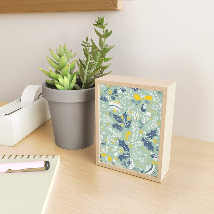 Wonderful ditsy holiday joy mint Mini Art Print Gallery Image 2