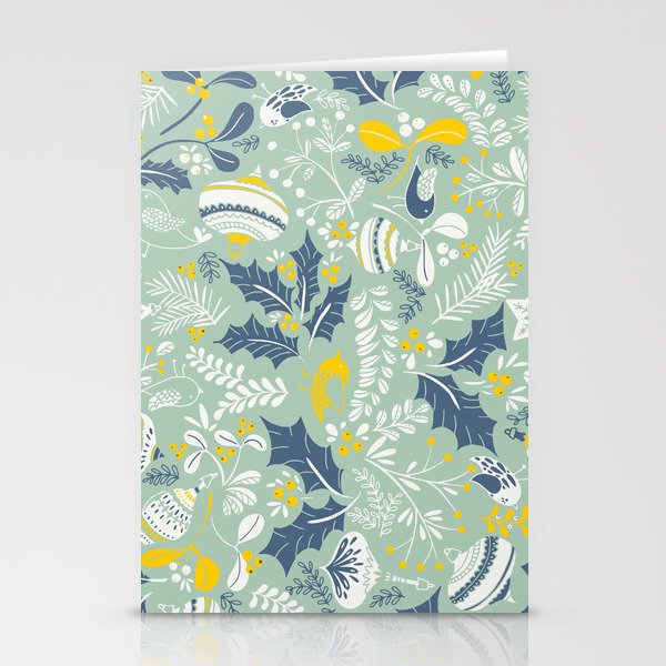 Wonderful ditsy holiday joy mint Stationery Card Gallery Image 1