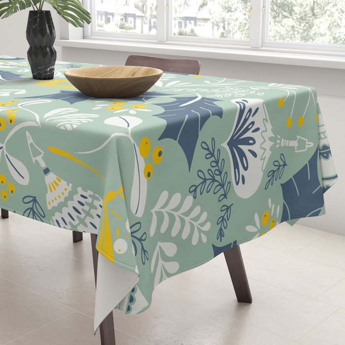 Wonderful ditsy holiday joy mint Tablecloth Gallery Image 3